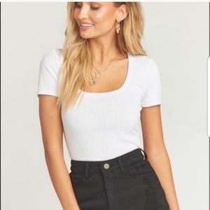 Show Me Your Mumu White Declan Ribbed Tee